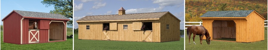 Enclosed Horse Barns and Run In Shelters Available At Pine Creek Structures of Mill Hall, PA